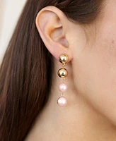 Ettika Pink Freshwater Pearl Gold Drop Earrings