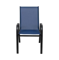 5 Pack. Outdoor Stack Chair With Flex Comfort Material And Metal Frame