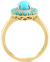 Effy Turquoise & Diamond (1/10 ct. t.w.) Halo Ring in 14k Gold