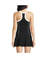 Lands' End Women's Chlorine Resistant High Neck Zip Front Racerback Tankini Swimsuit Top