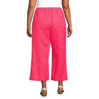 Lands' End Plus High Rise Drawstring Linen Wide Leg Crop Pants