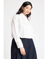 Eloquii Plus Cropped Collared Shirt