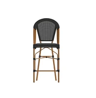 Mael Set Of Two Stacking Bistro Style Counter Stools With Textilene Backs And Seats Metal Frames For Indoor/Outdoor Use