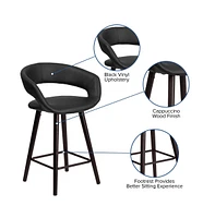 Plath 24 Inch Cappuccino Ultramodern Bar Counter Stool With Upholstered Seat
