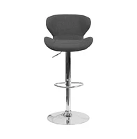 Quincy Adjustable Height Barstool Contemporary Bar Stool With Curved Back And Metal Base Footrest