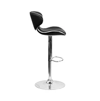 Contemporary Cozy Mid-Back Vinyl Adjustable Height Barstool