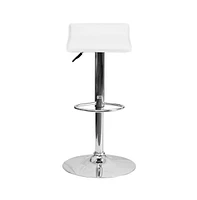 Solid Wave Seat Vinyl Adjustable Height Barstool With Chrome Base