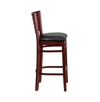 Slat Back Wooden Restaurant Dining Barstool