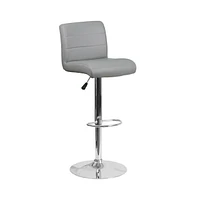 2 Pack Contemporary Vinyl Adjustable Height Barstool With Rolled Seat And Chrome Base