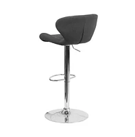 2 Pack Contemporary Vinyl Adjustable Height Barstool With Curved Back And Chrome Base