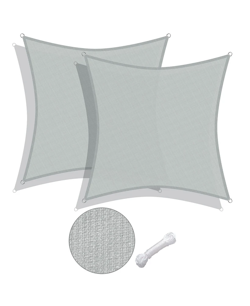 2 Pack 10x10 Ft 97% Uv Block Square Sun Shade Sail Canopy Cover Net Outdoor Yard