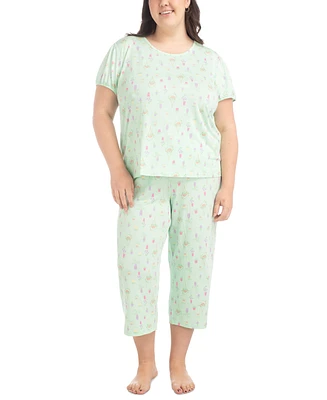 Hanes Plus 2-Pc. Garden Grove Capri Pajamas Set