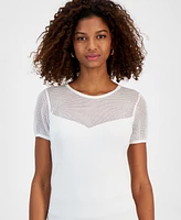 T Tahari Women's Open-Stitch Yoke Sweater