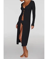 Cuup Plus The Long Button Cardigan - Modal Silk Rib