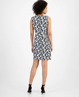 Connected Women's Printed Boat-Neck Sheath Dress