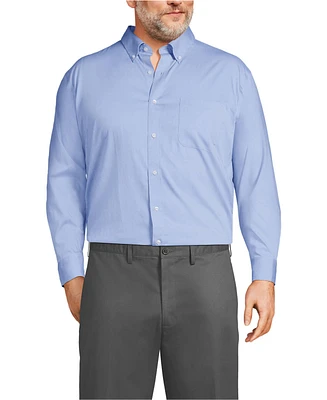 Lands' End Men's Big and Tall Traditional Fit Solid No Iron Supima Pinpoint Buttondown Collar Dress Shirt