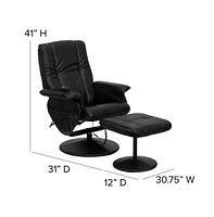Massaging Multi-Position Recliner And Ottoman With Wrapped Base