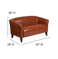 Leather soft Reception/Living Room Loveseat With Cherry Wood Feet