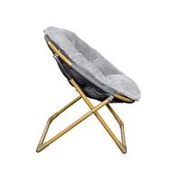Io Kid'S Folding Saucer Chair With Cozy Faux Fur Upholstery And Metal Frame For Playroom, Bedrooms, Nursery More