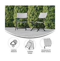 Ciel Set Of Two Folding Bistro Chairs Pe Rattan With Metal Frames For Indoor And Outdoor Use
