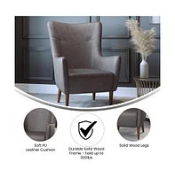 Regal Traditional Wingback Accent Chair, Upholstery And Wooden Frame Legs