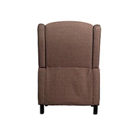 Leeds Fabric Upholstered Easy Push Back Recliner - Classic Wingback Design With Nail head Accent Trim And Footrest