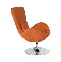 Merrick Lane Soro High-Back Egg Style Lounge Chair With 360° Swivel Metal Base