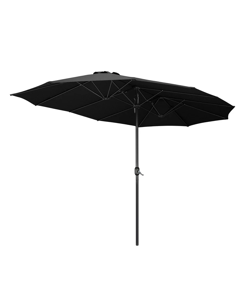 Yescom 14' Double-sided Patio Umbrella Sun Shade Fade Resistant Crank Outdoor Garden Market Sand