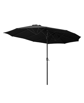 Yescom 14' Double-sided Patio Umbrella Sun Shade Fade Resistant Crank Outdoor Garden Market Sand