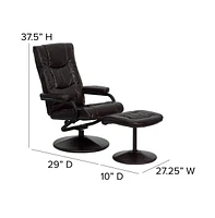 Contemporary Multi-Position Recliner & Ottoman W/ Wrapped Base