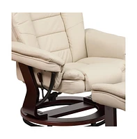 Multi-Position Stitched Recliner & Ottoman With Swivel Base