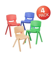 Emma+Oliver 4 Pack Plastic Stackable K-2 School Chair With 13.25"H Seat