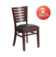 Emma+Oliver 2 Pack Slat Back Wooden Restaurant Chair