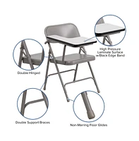 Emma+Oliver 2 Pack Premium Steel Folding Chair With Right Handed Tablet Arm