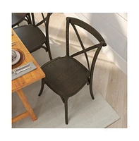 Merrick Lane Davisburg Stackable Wooden Cross Back Bistro Dining Chair