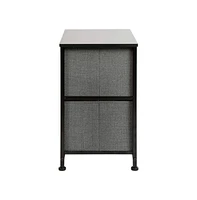 2 Drawer Storage Stand With Wood Top & Dark Fabric Pull Drawers