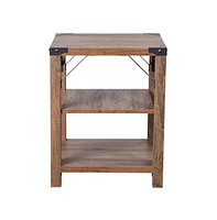 Merrick Lane Green River Modern Farmhouse Engineered Wood End Table With Two Tiered Shelving And Powder Coated Steel Accents