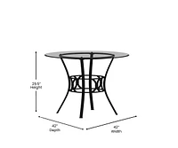 42" Round Glass Dining Table With Metal Frame