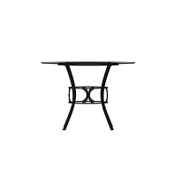 42" Round Glass Dining Table With Metal Frame