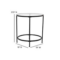 Merrick Lane Newbury End Table With Round Frame And Vertical Legs