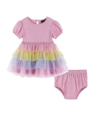 Andy & Evan Baby Girls Pink Puff Sleeve Dress