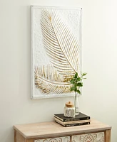 Rosemary Lane Gold Metal Relief Palm Leaf Wall Decor with Gold Detailing 23" x 1" x 31"