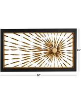 Rosemary Lane Gold Metal Sunburst Coiled Ribbon Wall Decor with Black Frame, 24" x 3" x 52"