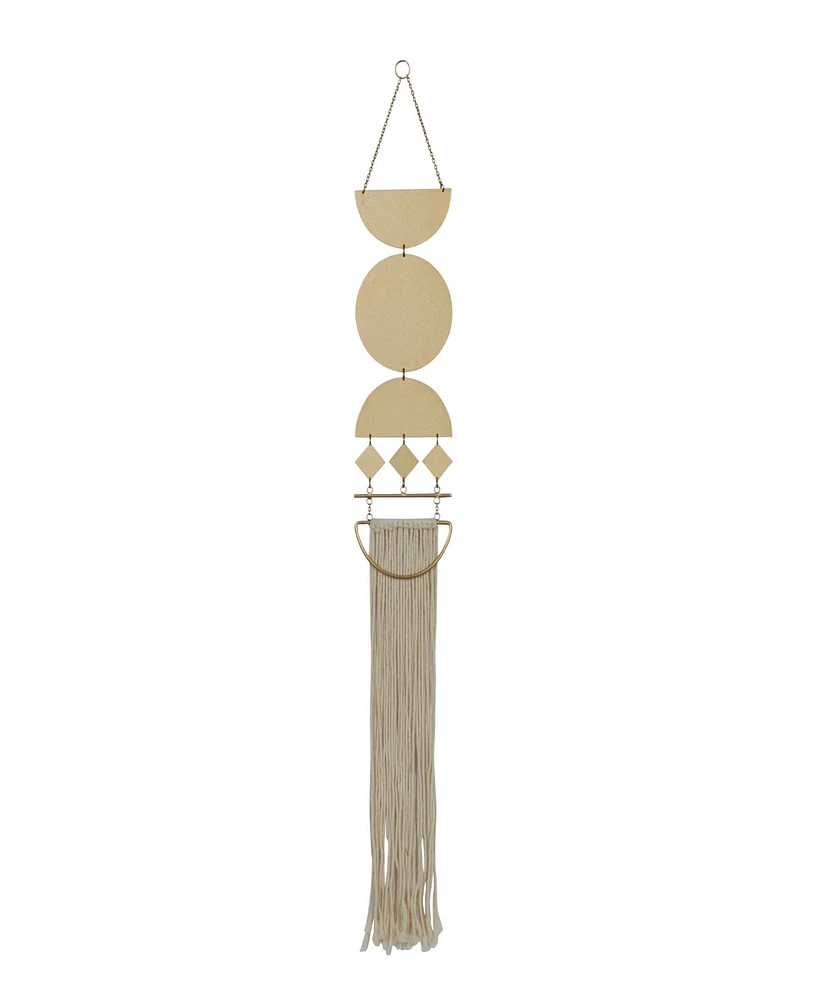 Rosemary Lane Gold Metal Macrame Wall Decor with Fringe Detailing, 6" x 1" x 45"