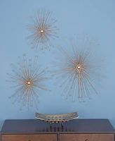 Rosemary Lane Gold Metal Starburst 3D Wall Decor, Set of 3 13", 17", 21"W