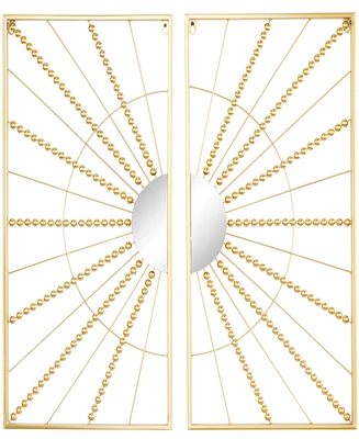 CosmoLiving by Cosmopolitan Gold Metal Half Moon Mirror Geometric Wall Decor with Gold Frame Set of 2 16"W, 32"H