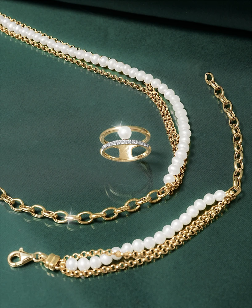 Audrey by Aurate Cultured Freshwater Pearl (5mm) Triple & Single Link Bracelet in Gold Vermeil, Created for Macy's