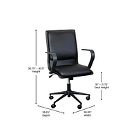 Merrick Lane Artemis Mid-Back Home Office Chair With Armrests, Height Adjustable Swivel Seat And Five Star Base