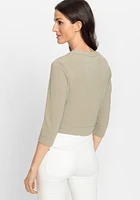 Olsen Women's 3/4 Sleeve Tie Waist Cropped Cardigan