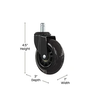 Emma+Oliver Set Of 5 Polyurethane Rollerblade Wheel Replacement Casters With Steel Frame For Home Office Chairs